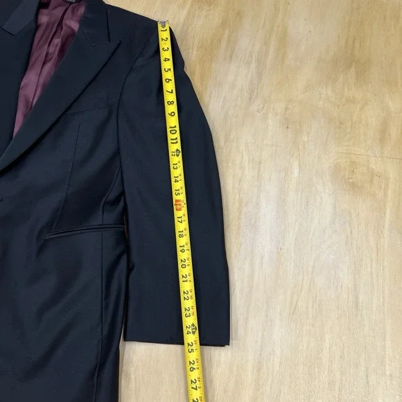 Jos A Bank Tuxedo Single Button Blazer Mens 41R Slim Fit Wool Black Ventless